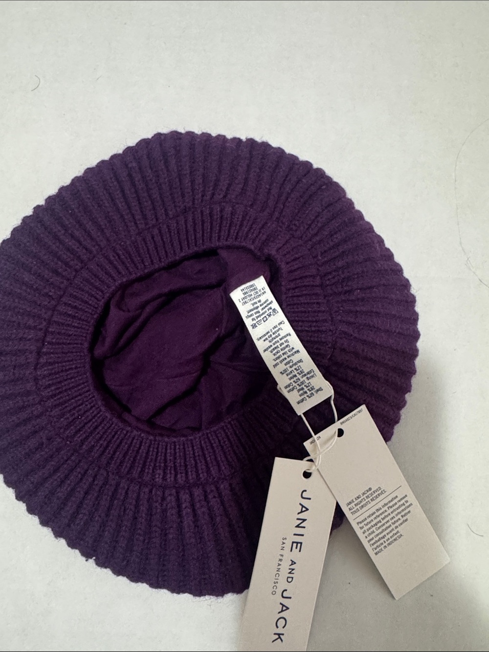 Janie and Jack Deep Purple Ribbed Knit Beret